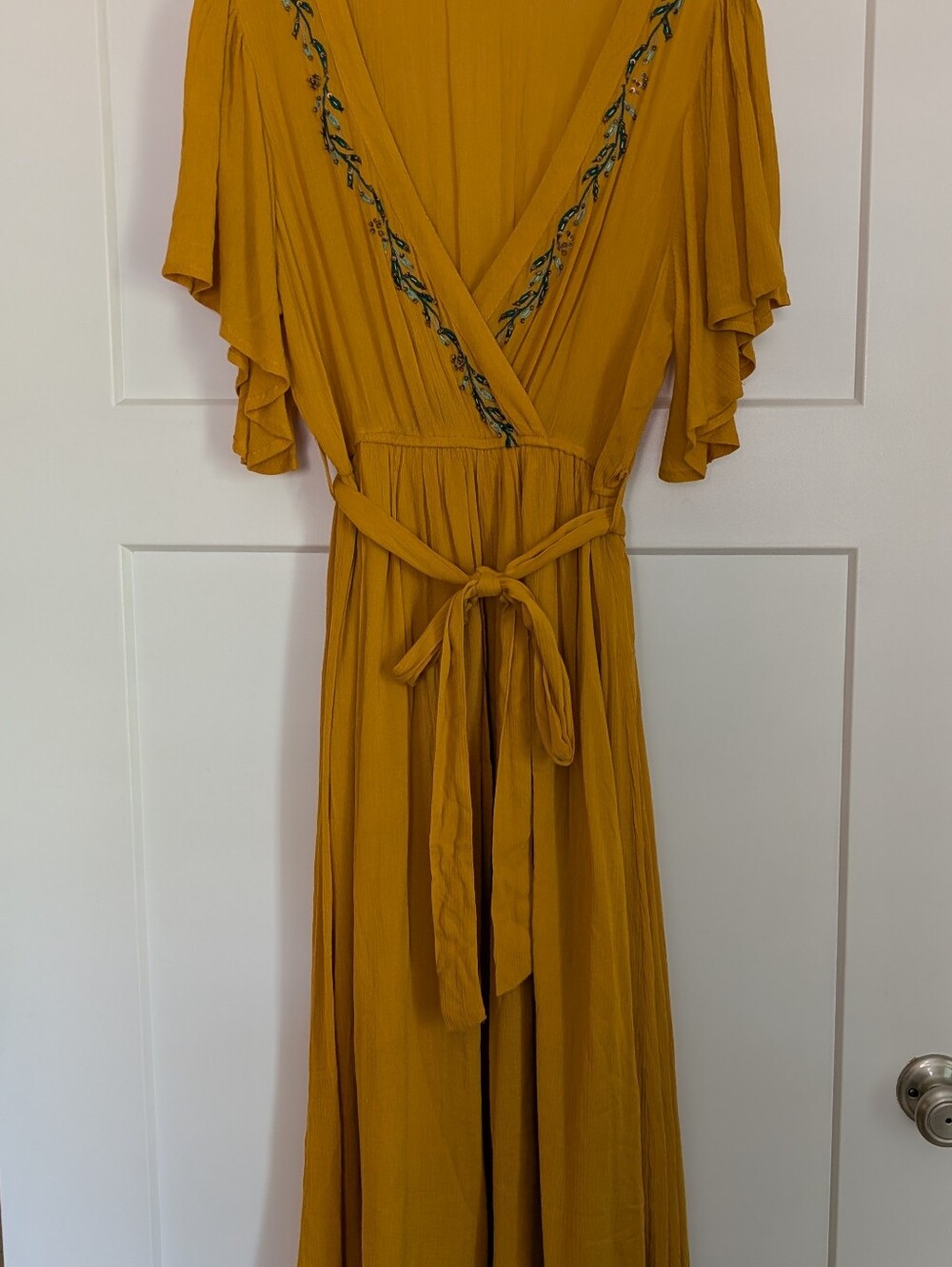 Natura Mustard Maxi Crepe Dress